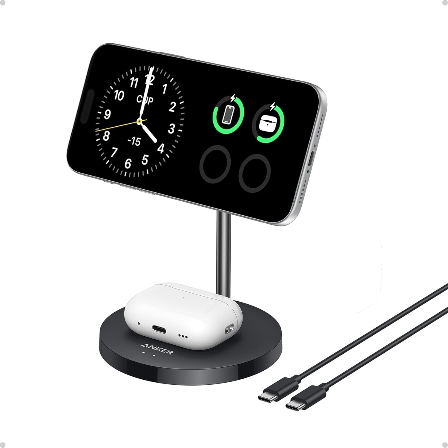 Anker MagGo 3-in-1 Wireless Charging Station (Foldable) MagSafe Certified for iPhone 16/15, Apple Watch, AirPods